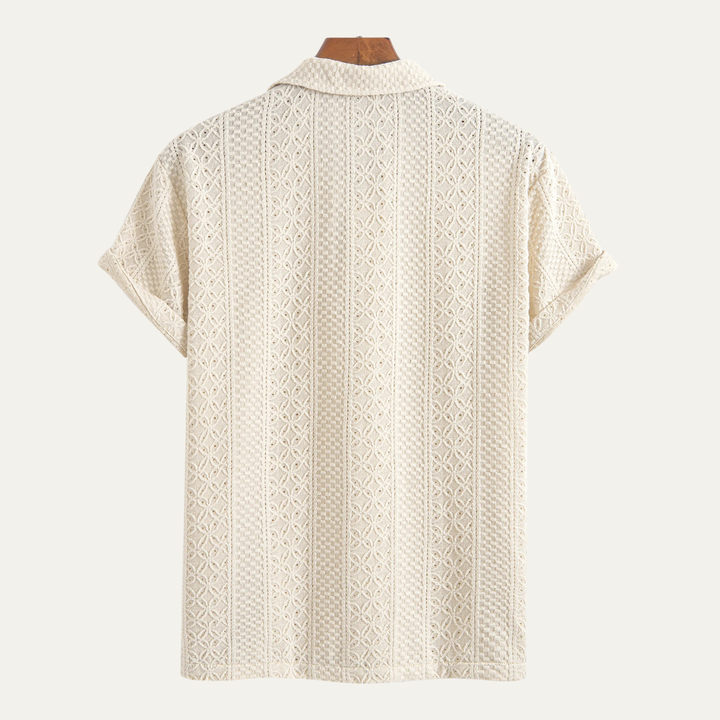 La chemise polo tricotée décontractée en jacquard texturé pour homme Havencrest