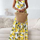 Sabina | Robe Maxi d'Été Fraîche à Imprimé Citron pour Femme