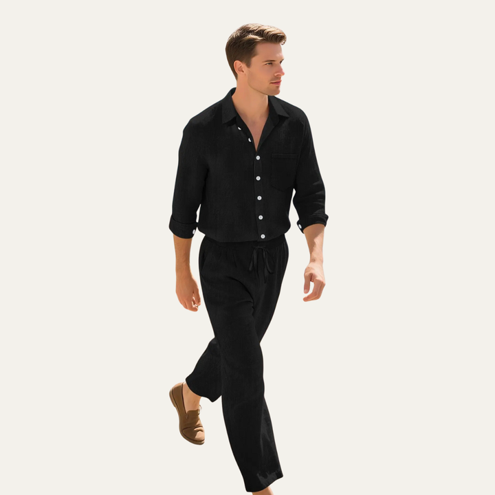 Le Set Chemise en Lin et Pantalons à Cordon pour Hommes de Birmingham – Tenue d&