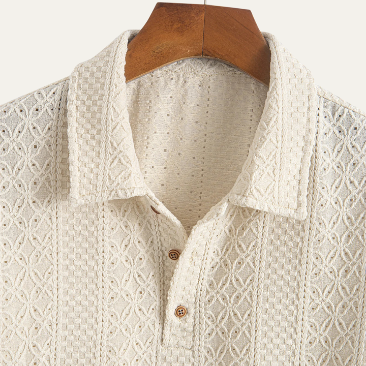 La chemise polo tricotée décontractée en jacquard texturé pour homme Havencrest