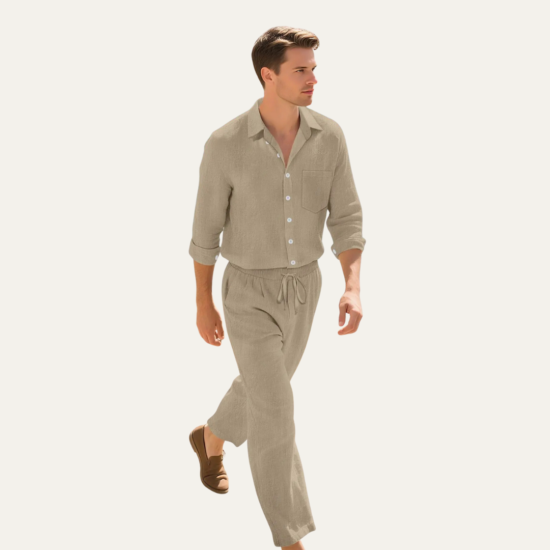 Le Set Chemise en Lin et Pantalons à Cordon pour Hommes de Birmingham – Tenue d&