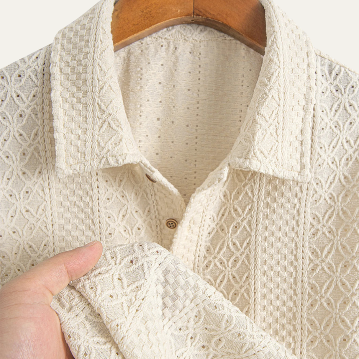 La chemise polo tricotée décontractée en jacquard texturé pour homme Havencrest
