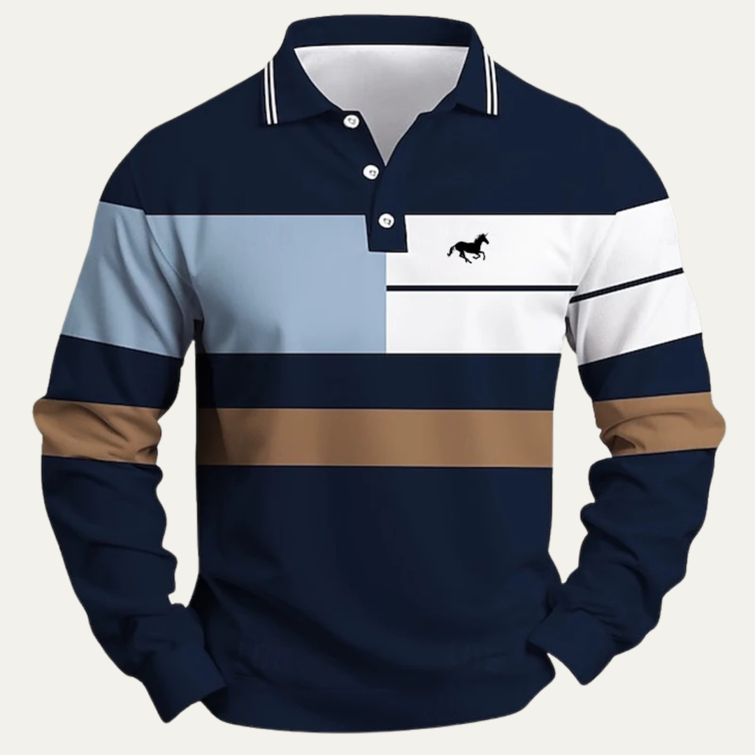 Le Polo à Rayures à Blocs de Couleurs pour Homme Dolomiti à Manches Longues