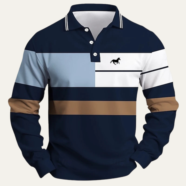 Le Polo à Rayures à Blocs de Couleurs pour Homme Dolomiti à Manches Longues