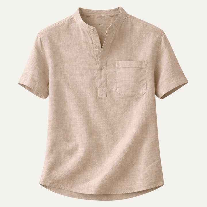 La chemise Henley décontractée en coton et lin pour homme Hillgate