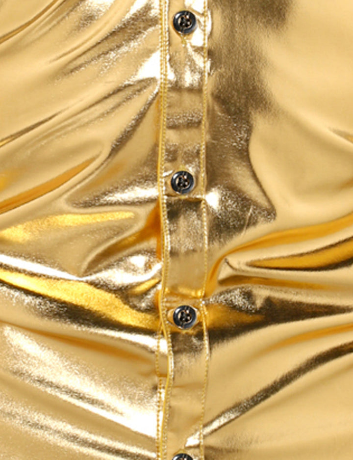 Costume de smoking boutonné brillant de luxe pour hommes, chemise de soirée à manches longues