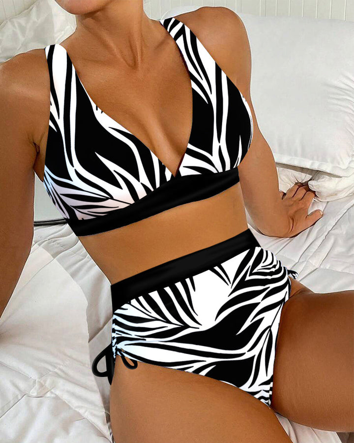Bikini Deux Pièces Imprimé Taille Haute