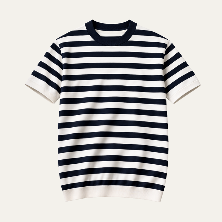 Le T-shirt en Cachemire Rayé pour Homme Porto Cesareo