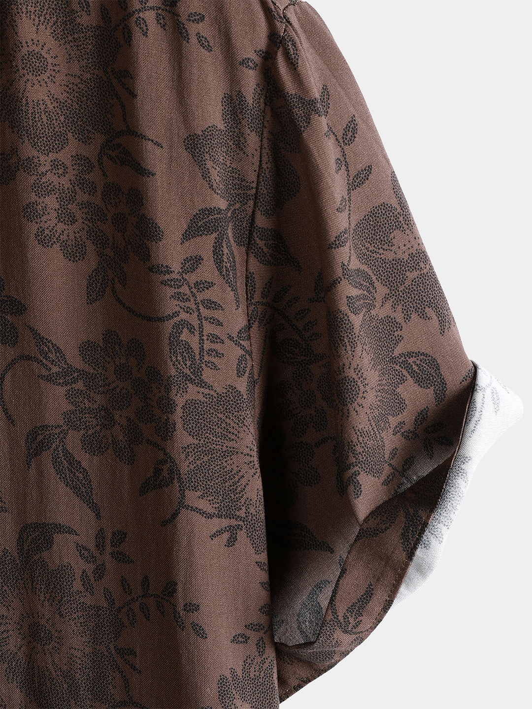 Chemise Homme Fleurie Marron Rétro Vacances Manches Courtes