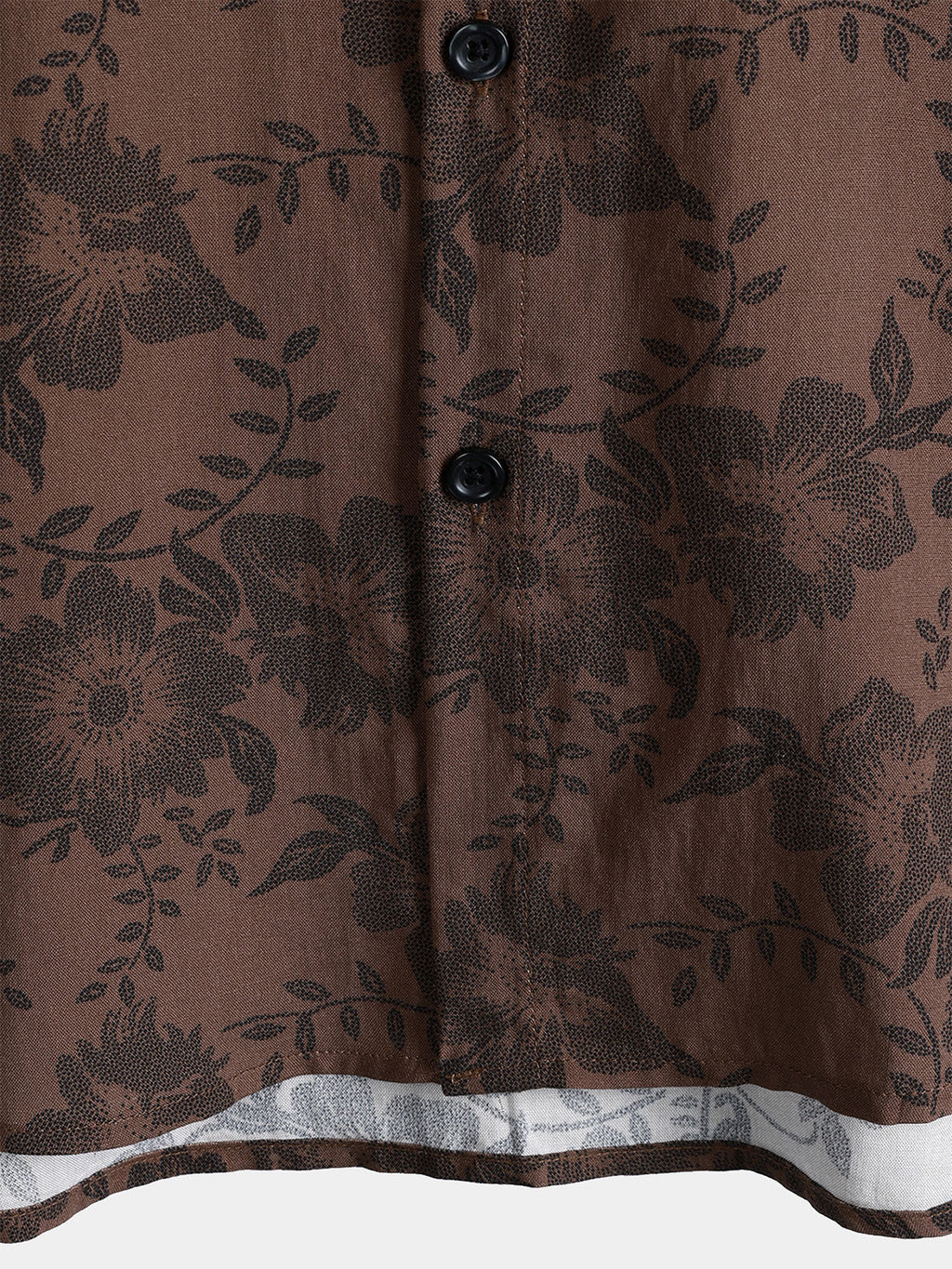 Chemise Homme Fleurie Marron Rétro Vacances Manches Courtes