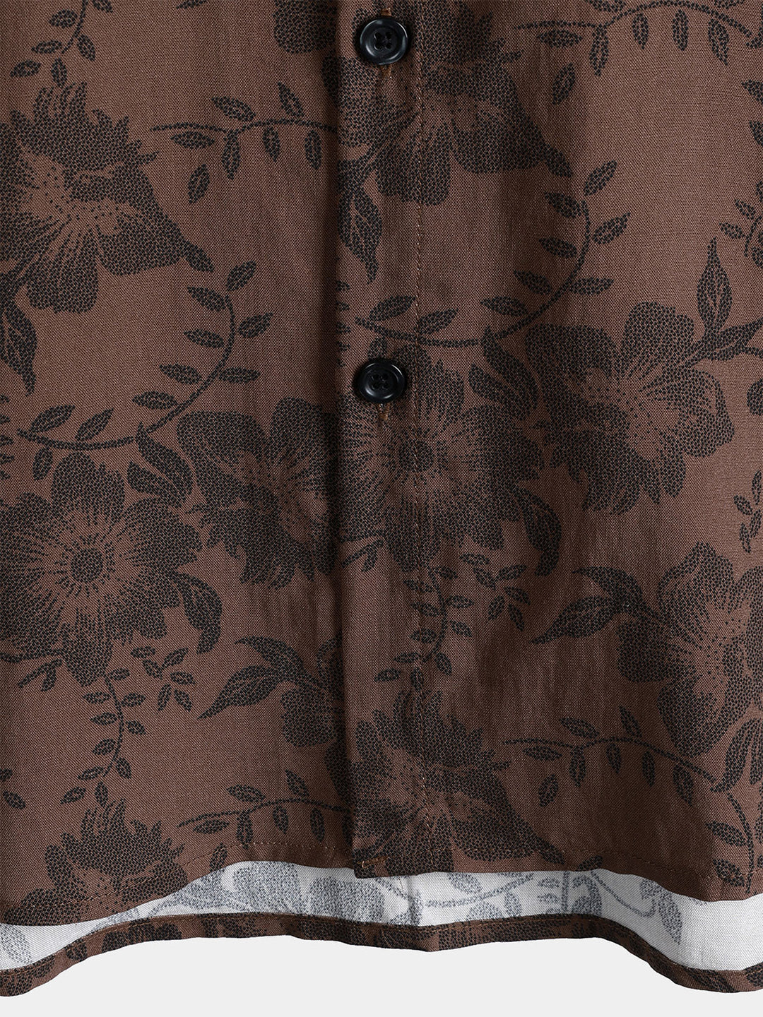 Chemise Homme Fleurie Marron Rétro Vacances Manches Courtes