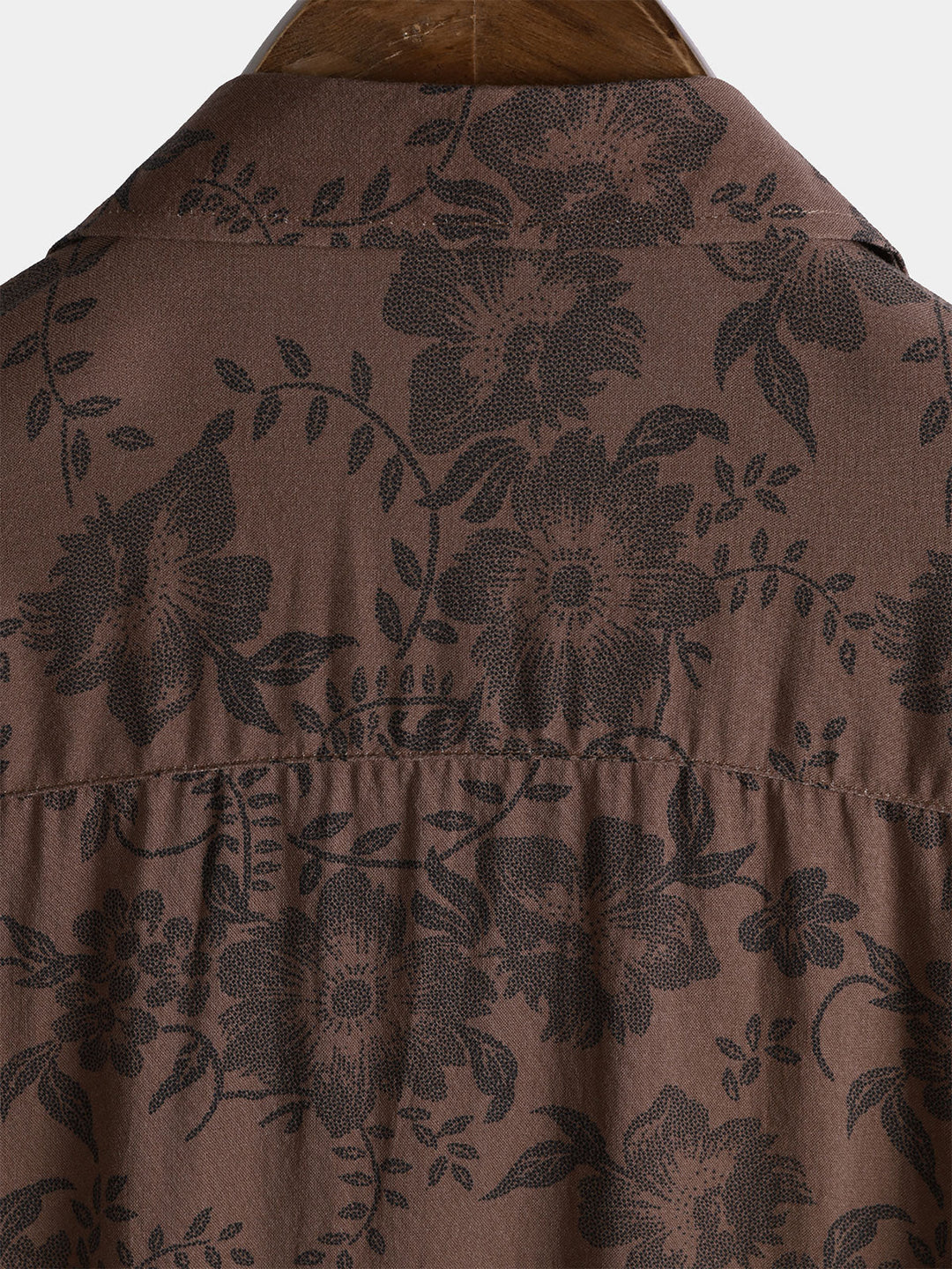 Chemise Homme Fleurie Marron Rétro Vacances Manches Courtes