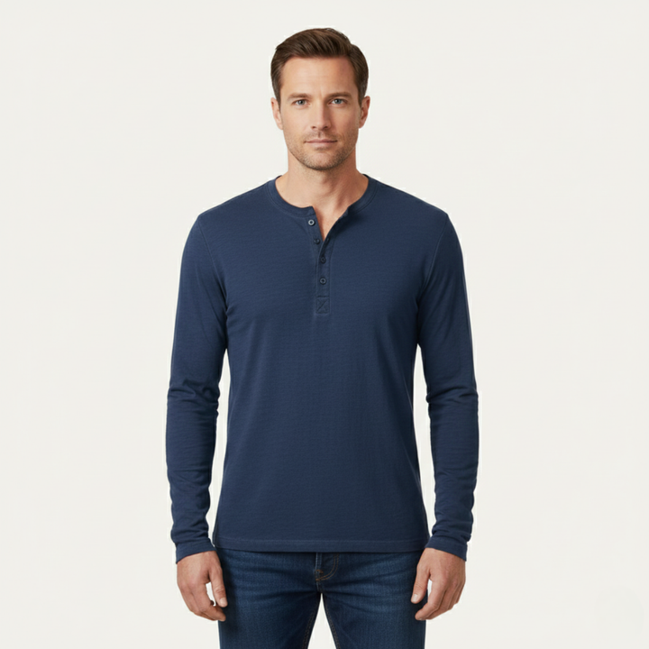 La Chemise Henley à Manches Longues pour Homme de Sheffield - Haut en Coton Moderne
