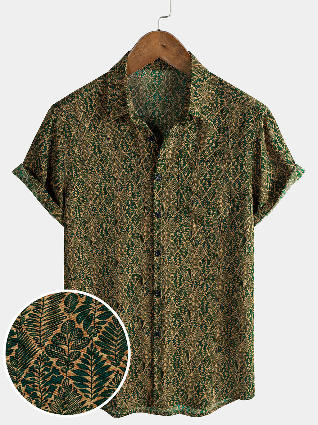 Chemise Homme d’Été Imprimé Botanique à Manches Courtes
