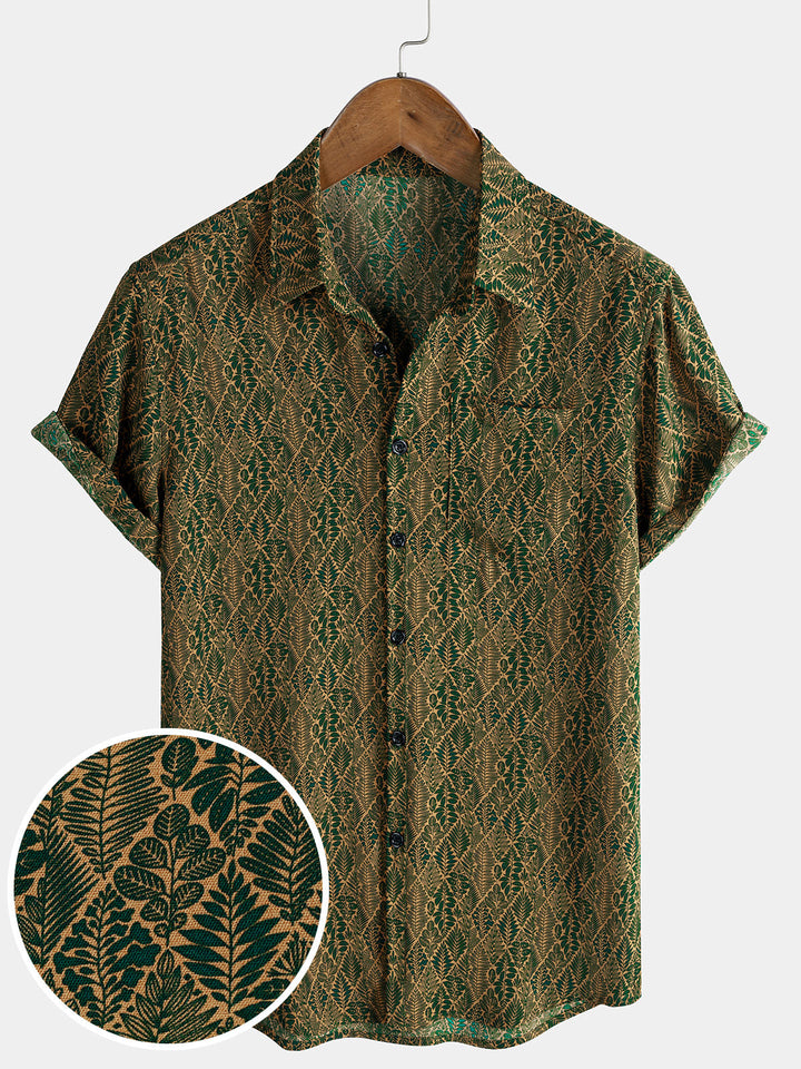 Chemise Homme d’Été Imprimé Botanique à Manches Courtes
