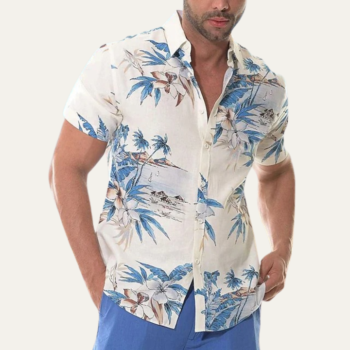 La chemise de plage hawaïenne rétro tropicale à imprimé noix de coco pour hommes Ridgewind