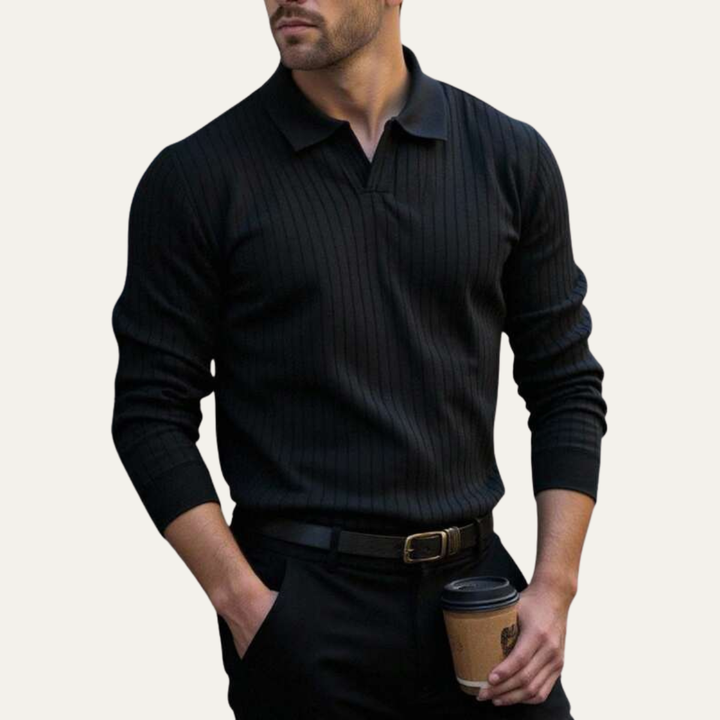 Le Polo à Manches Longues en Tricot Côtelé pour Hommes Ironcrest Hill