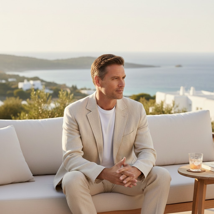 Le Blazer Casual en Lin Uni pour Homme Elmstead