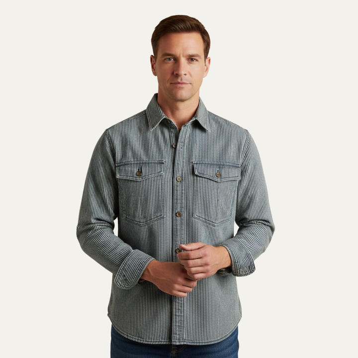La Veste Chemise en Denim Vintage Rayée pour Homme Ridgepark
