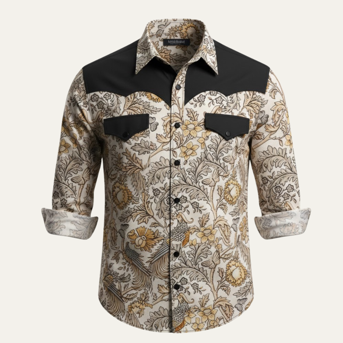 Chemise en Denim Casual Western à Panneaux Bicolores pour Homme Westbury Hill