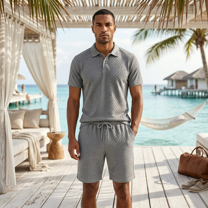 Le Set Polo &amp; Shorts Jacquard d&