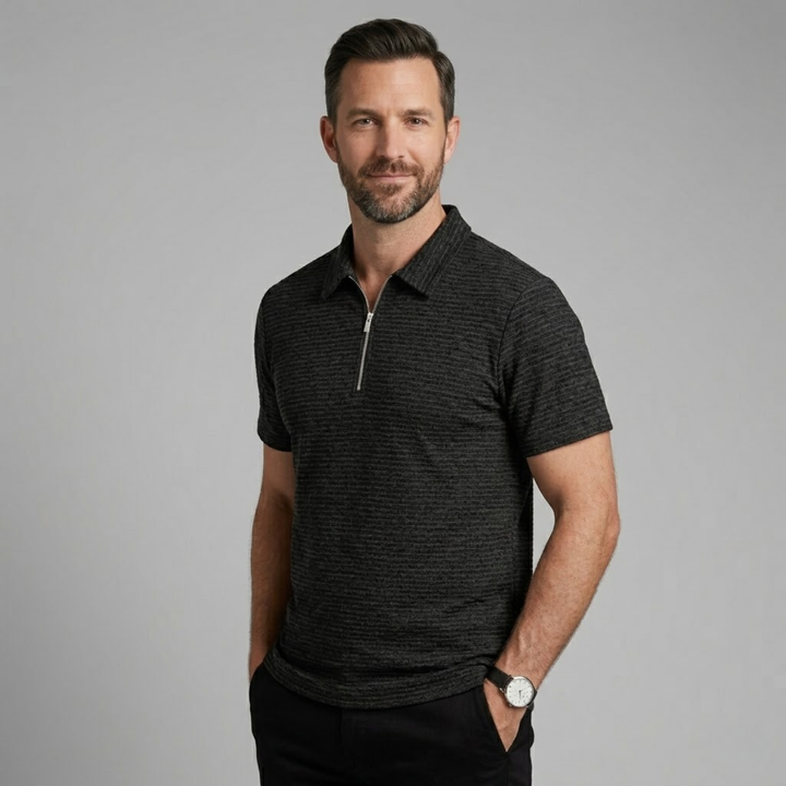 Le Polo à Col Zippé en Maille Waffle pour Hommes Ravenswood