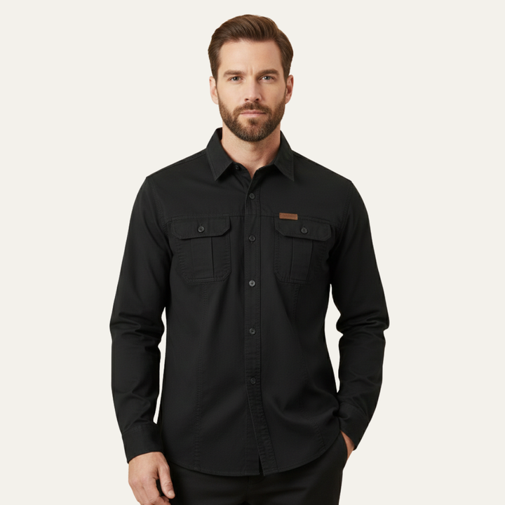 La Chemise Cargo Douce à Multi Poches de Couleur Unie pour Homme Cedarfield