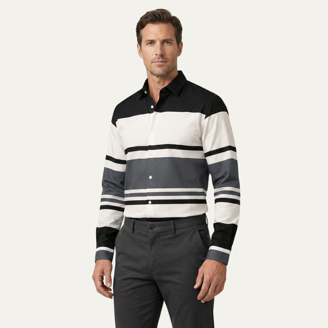 La Chemise Tendance à Rayures Modernes en Bloc de Couleurs Glenpark pour Hommes