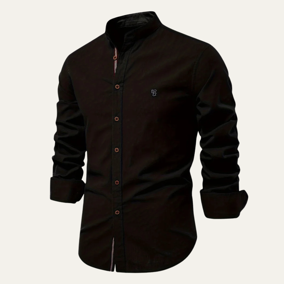 La chemise en coton à col montant slim fit décontractée pour hommes Brookline