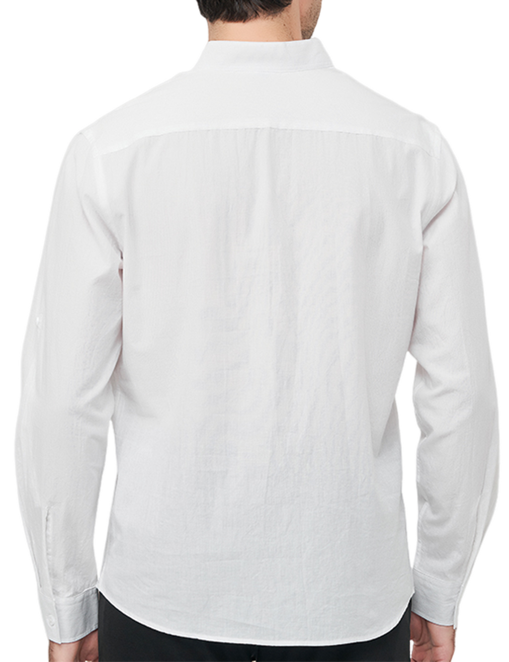 Chemise à manches longues décontractée en coton avec col Henley de couleur unie pour hommes