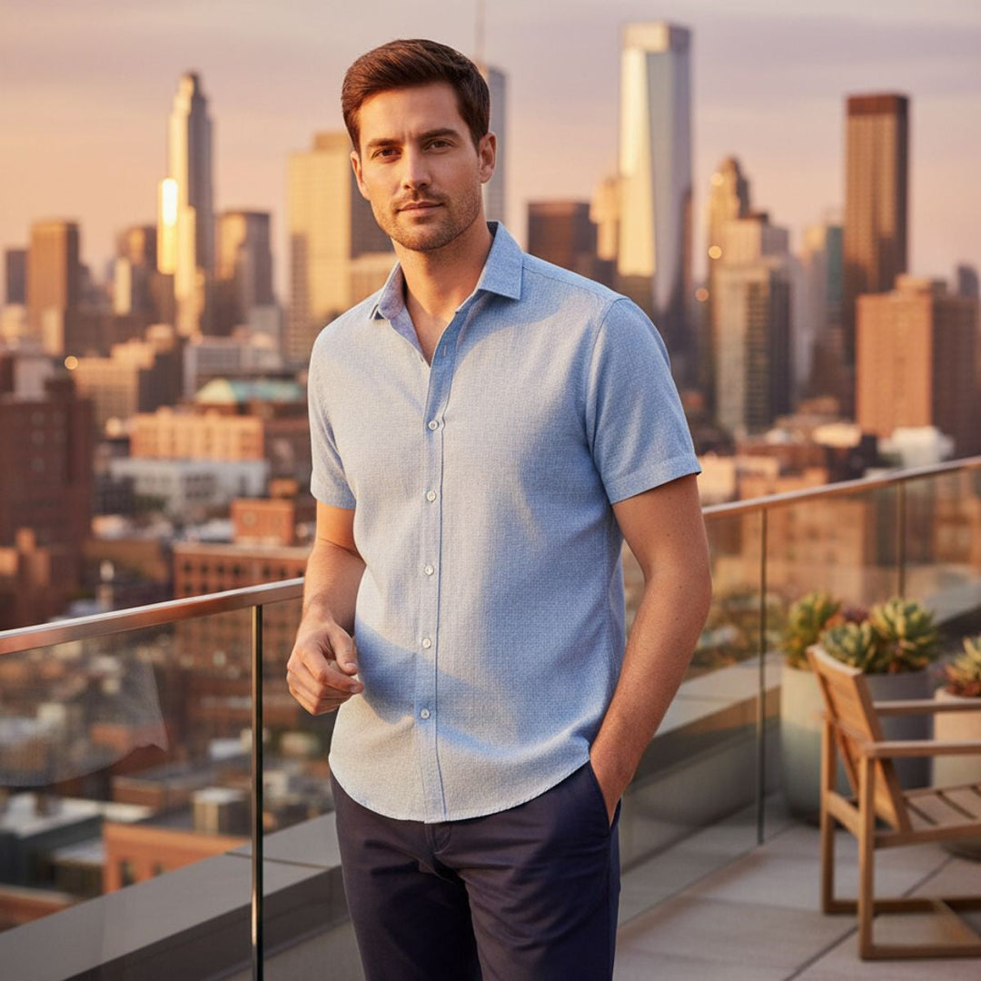 La Chemise en Lin à Manches Courtes Monaco pour Hommes