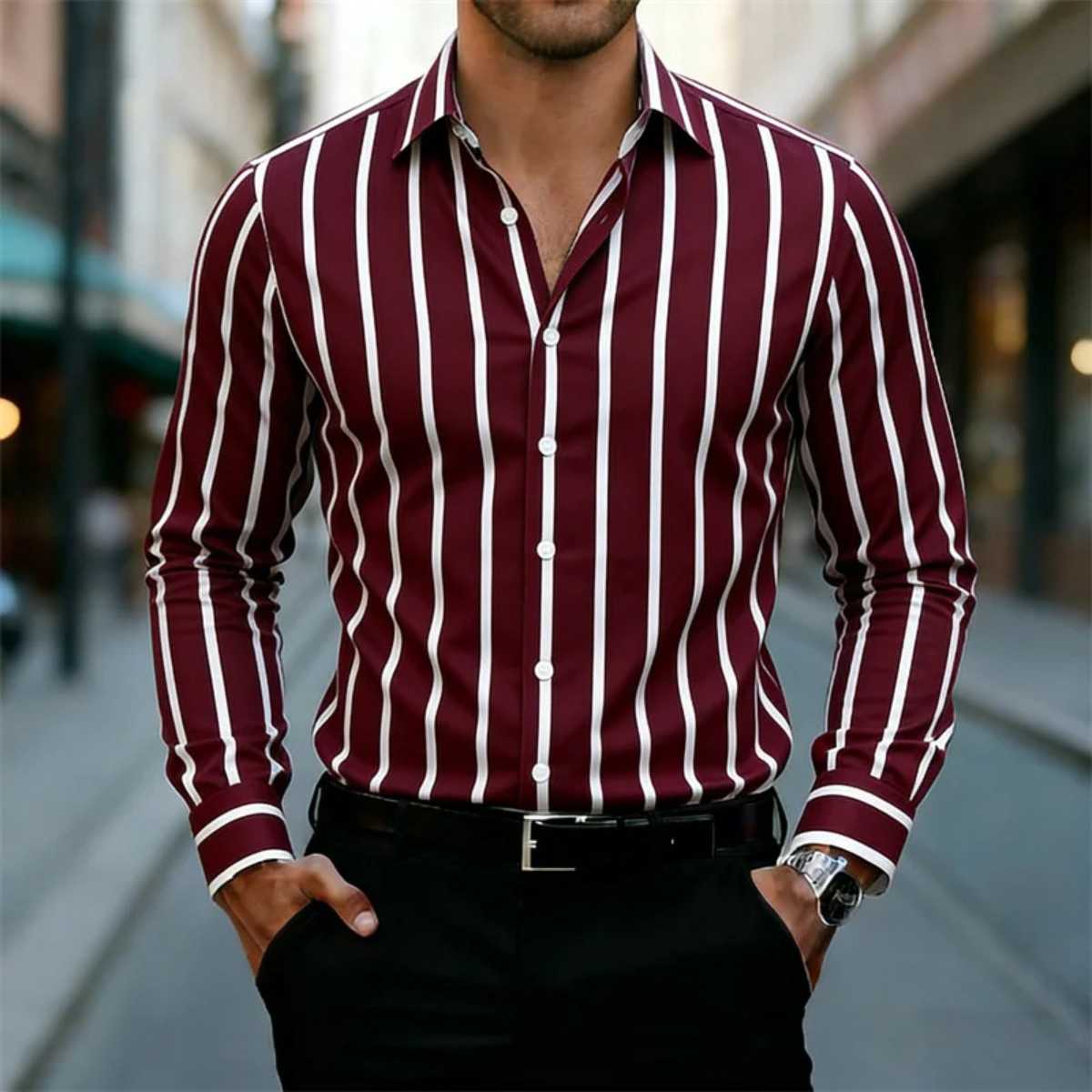 La Chemise Décontractée à Rayures Verticales Multicolores Harwood pour Hommes