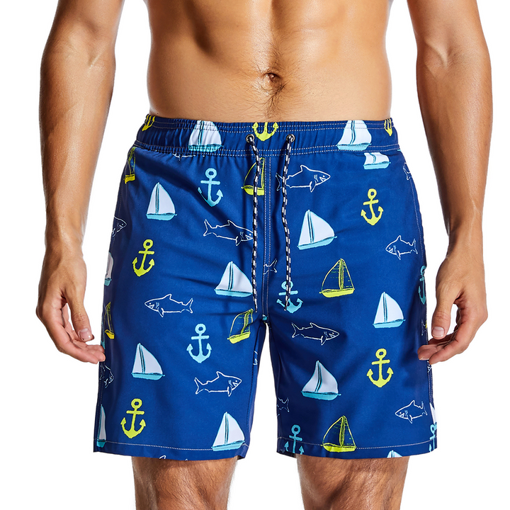 Maillot de bain à séchage rapide pour homme avec imprimé ancre de voile