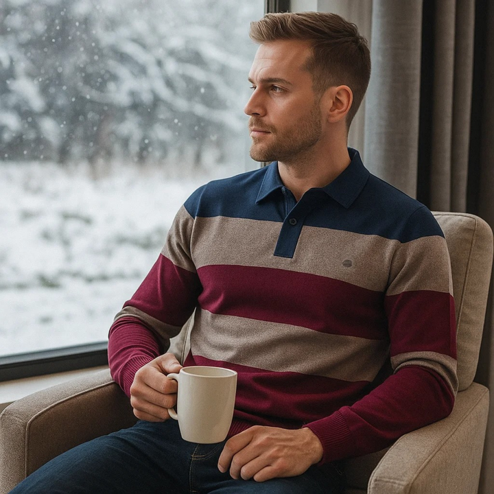 Le Pull Polo en Coton à Rayures pour Hommes Latina