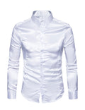 Chemise de soirée à manches longues en satin lisse boutonné pour homme