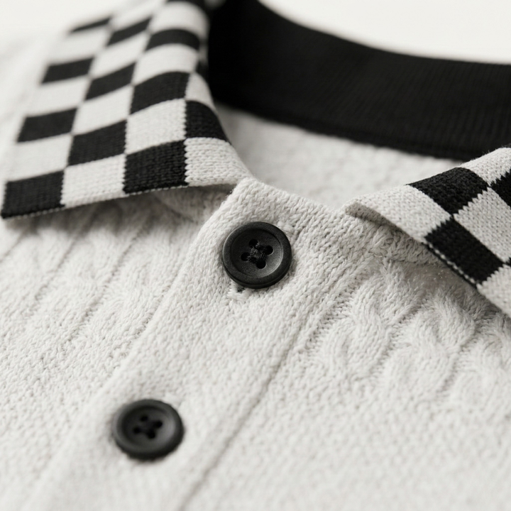 La chemise polo en tricot texturé pour hommes Glenwater avec col à carreaux