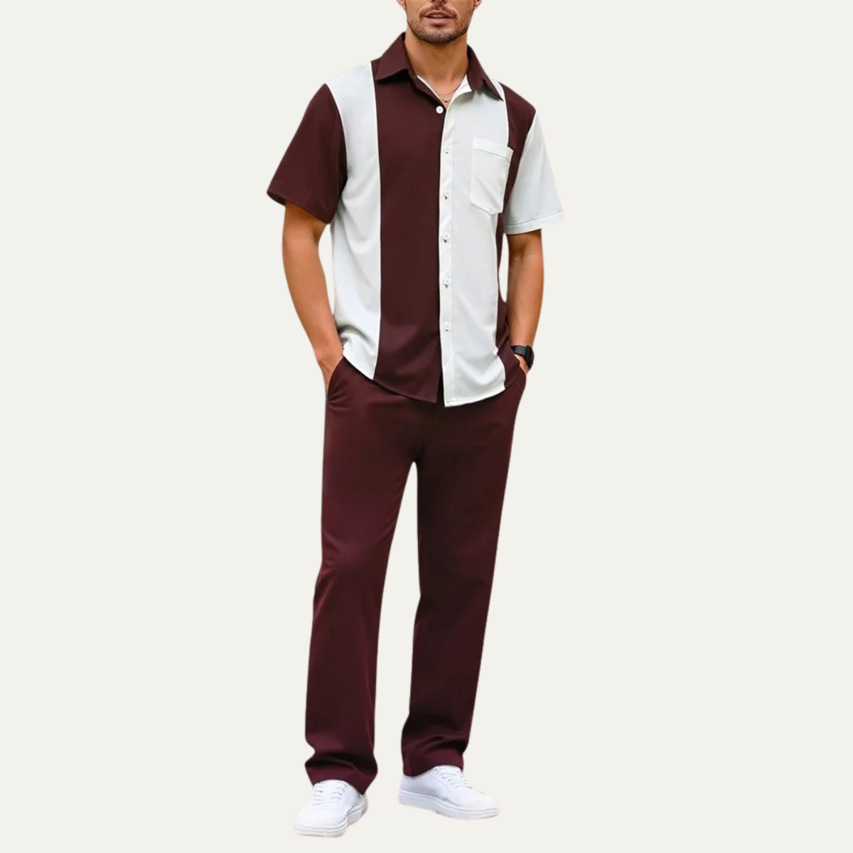 L'ensemble décontracté à rayures pour hommes Montepulciano – Chemise et Pantalon