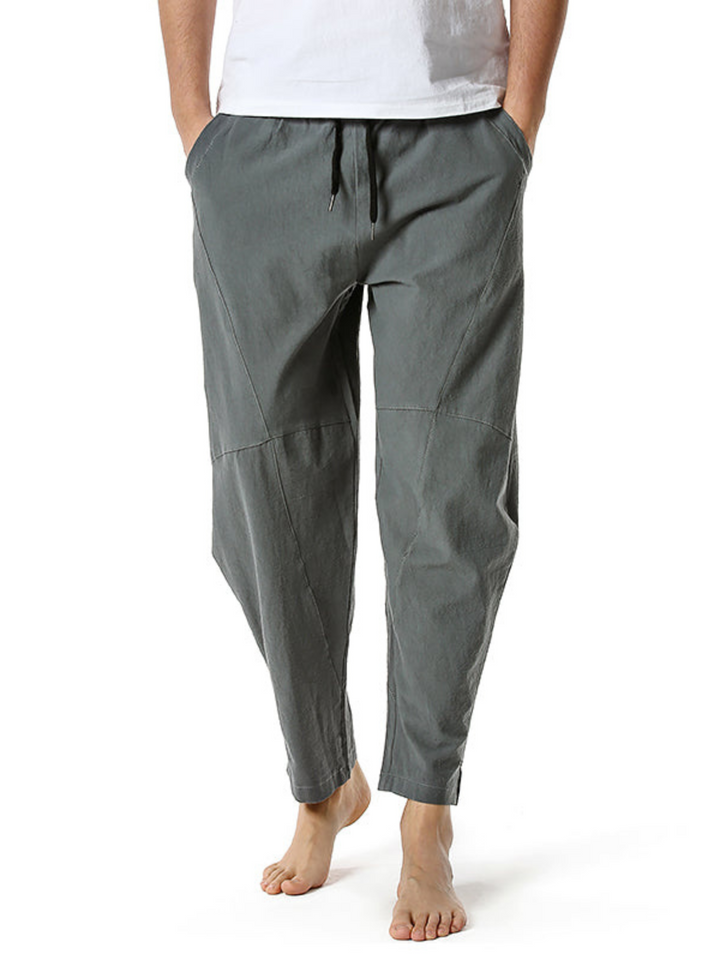 Pantalon ample décontracté léger en coton pour hommes, taille élastique