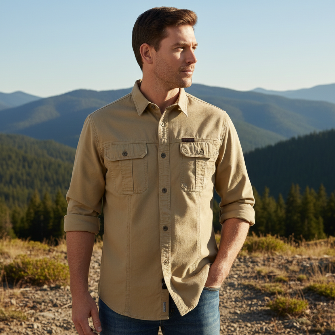 La chemise cargo en coton à poches multiples unie pour hommes Ashton Ridge