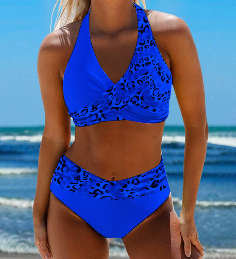 Bikini dos nu imprimé patchwork léopard