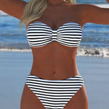Maillot De Bain Haute Taille Rayé Triangle Deux Pièces