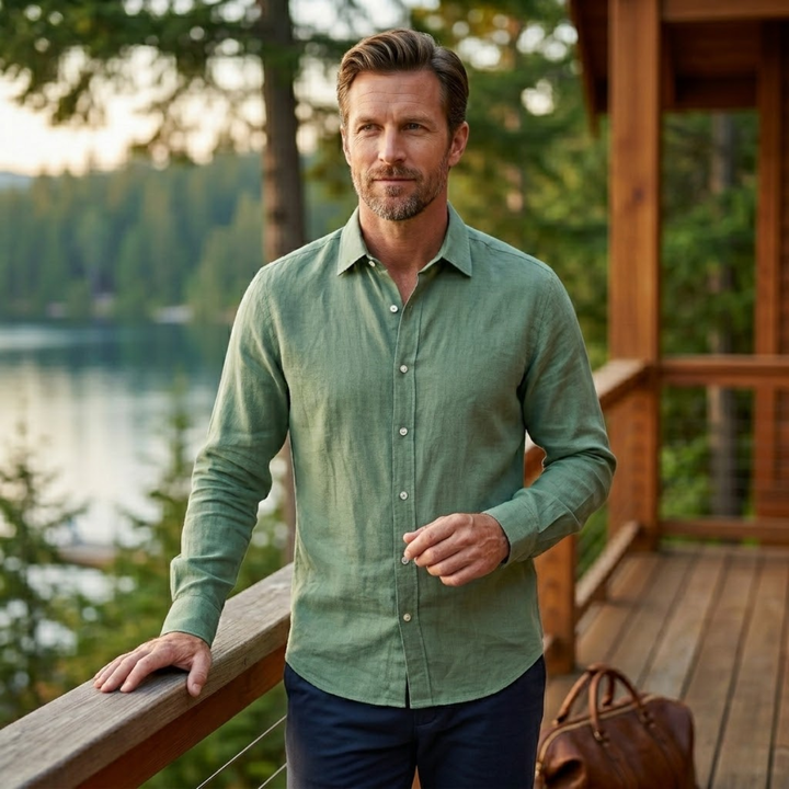 La chemise décontractée en lin pour hommes Glenpark Ridge
