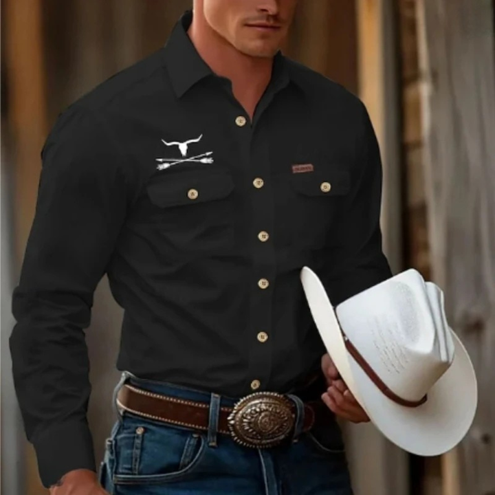 La Chemise Western pour Homme San Marino Imprimé Cowboy Chemise Décontractée
