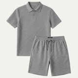 Le Set Polo & Shorts Jacquard d'Été pour Hommes de Surrey – Tenue de Plage Légère