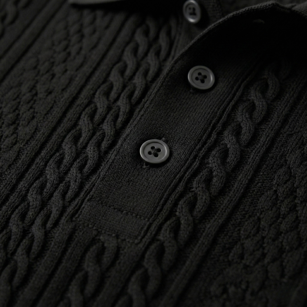 Le polo décontracté texturé pour homme Stonebrook Ridge – Noir