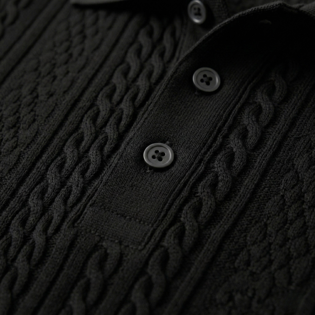 Le polo décontracté texturé pour homme Stonebrook Ridge – Noir
