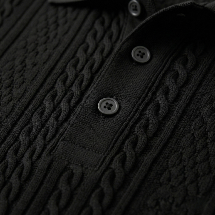 Le polo décontracté texturé pour homme Stonebrook Ridge – Noir