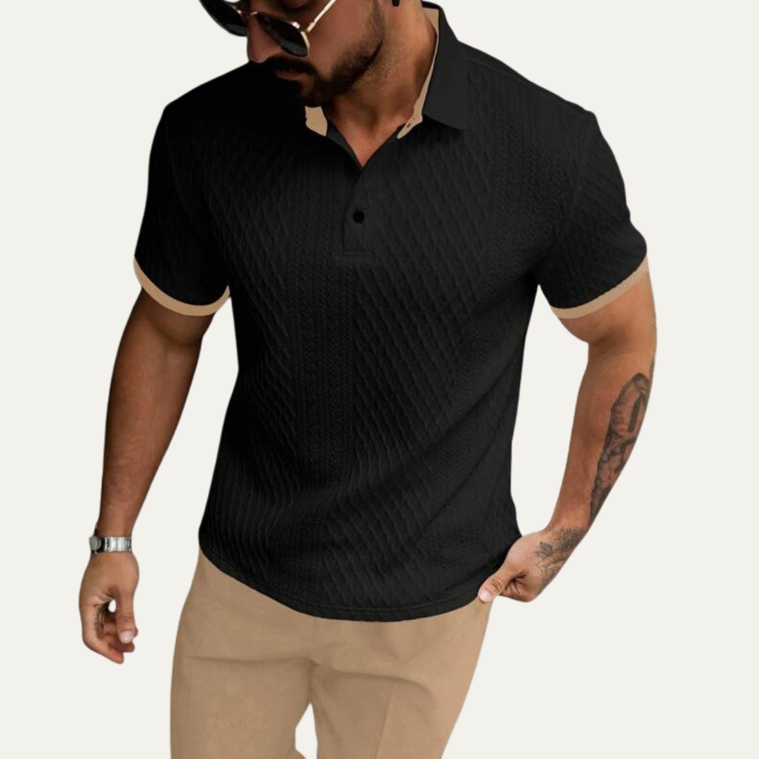 Le Polo Élégant Texturé pour Homme Cedarcrest Park avec Col Contrasté