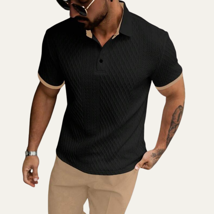 Le Polo Élégant Texturé pour Homme Cedarcrest Park avec Col Contrasté