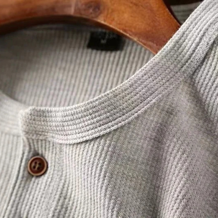La chemise Henley thermique en coton à mailles de la Glenhurst Park pour hommes, coupe slim